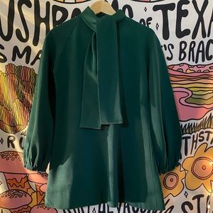 60s forest green baby doll dress